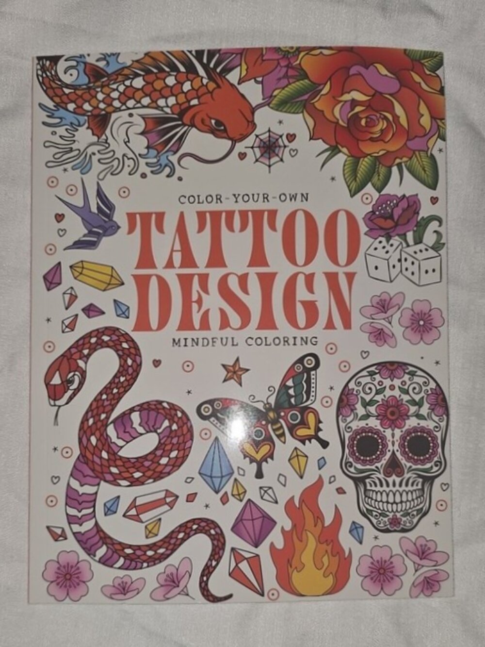 Color-Your-Own Tattoo Design Mindful Coloring Book -24 Double-Sided Pages New